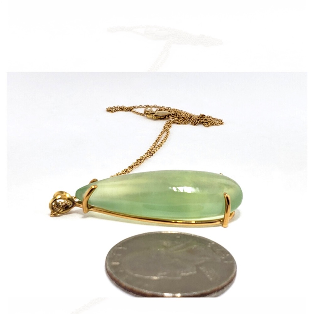 Prasiolite 14K yellow pendant.